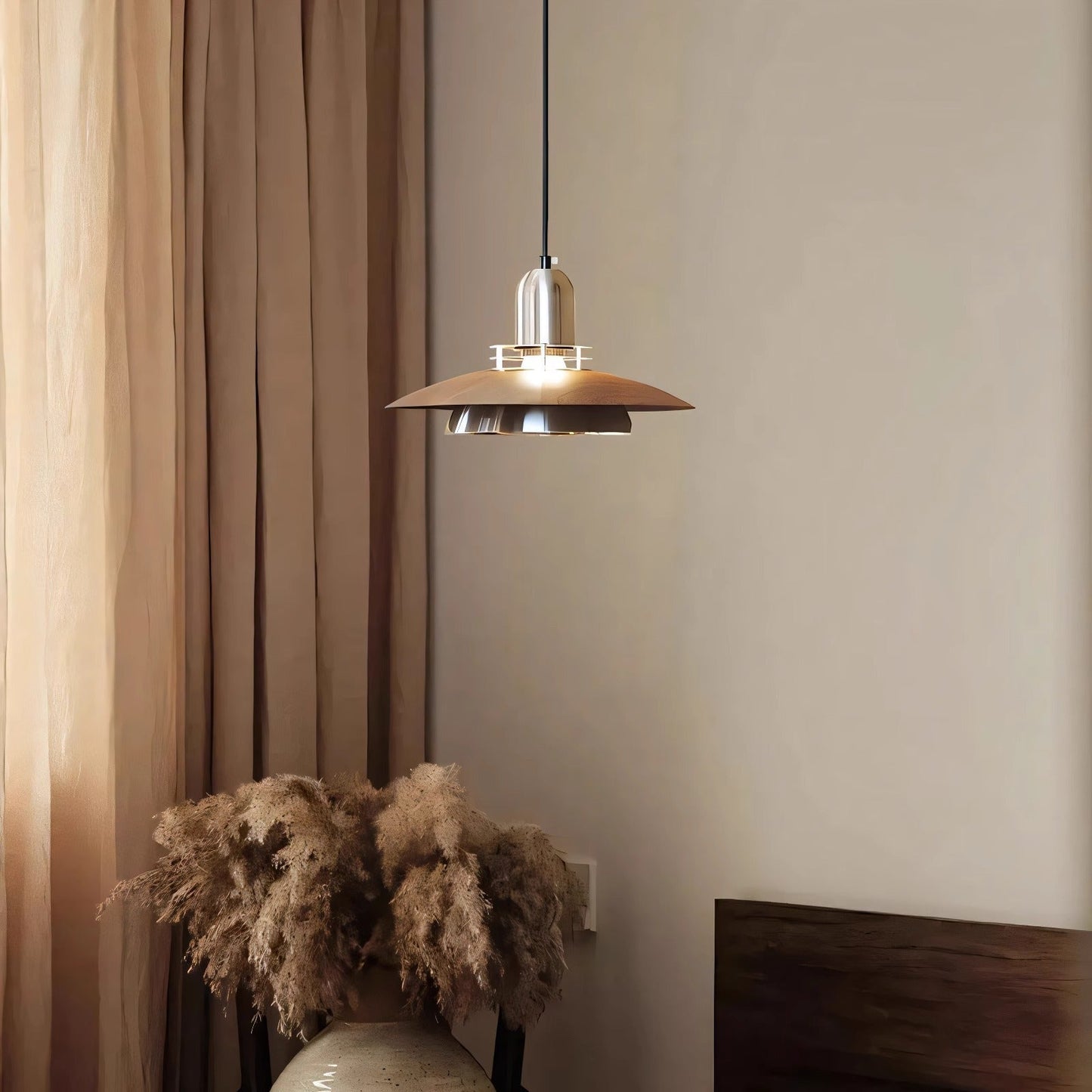 Traditional Japanese Iron ABS Flying Saucer Round 1/2/3 Light Chandelier For Dining Room