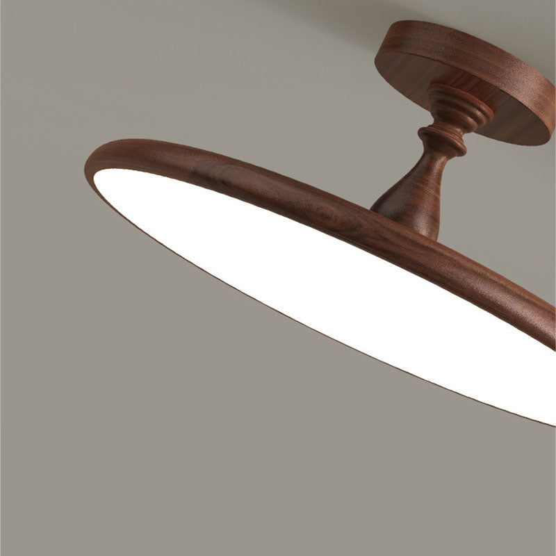 Contemporary Retro Iron PVC Round LED Semi-Flush Mount Ceiling Light For Bedroom