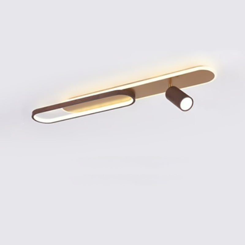 Modern Minimalist Long Oval Cylinder Acrylic Iron LED Flush Mount Ceiling Light For Living Room