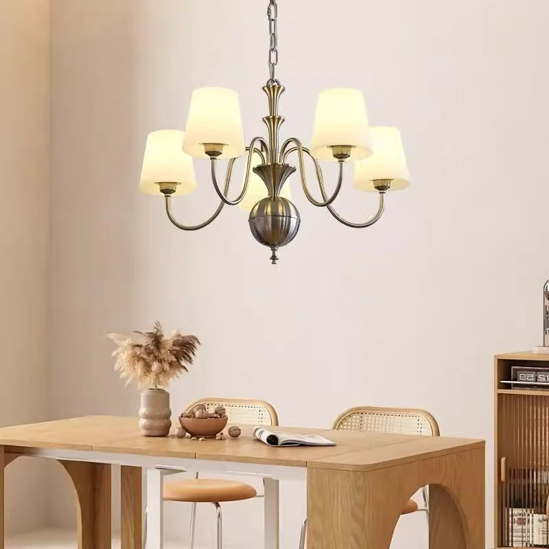 伝統的なフランスの丸い枝ガラス鉄製5/6/8灯シャンデリア(リビングルーム用)