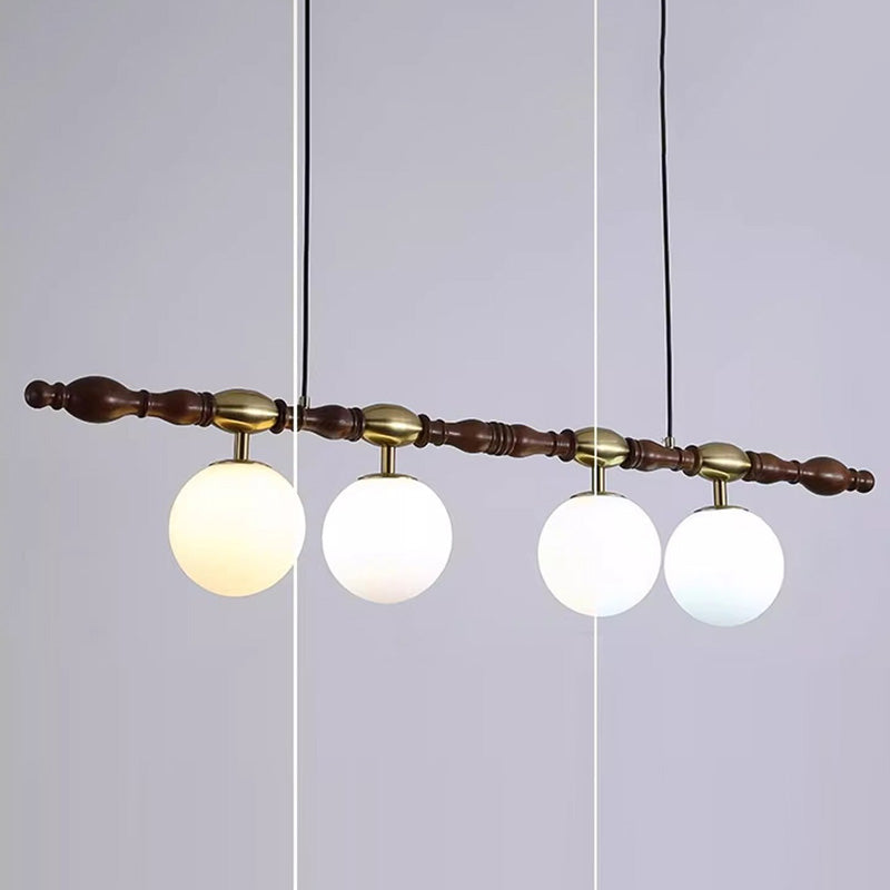 Traditional Vintage Magic Bean Bar Glass Ash Wood Hardware 4-Light Chandeliers Island Light For Dining Room