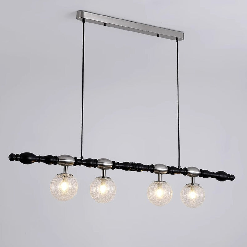 Traditional Vintage Magic Bean Bar Glass Ash Wood Hardware 4-Light Chandeliers Island Light For Dining Room