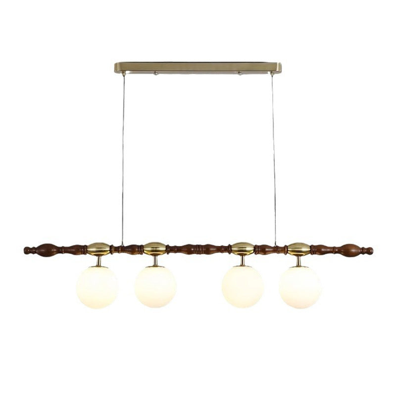 Traditional Vintage Magic Bean Bar Glass Ash Wood Hardware 4-Light Chandeliers Island Light For Dining Room