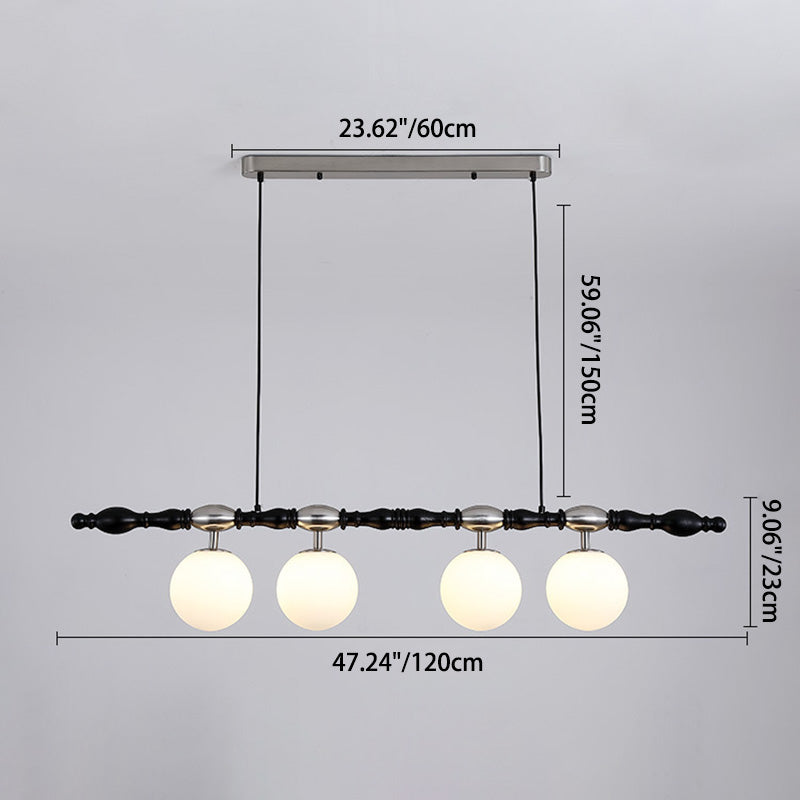 Traditional Vintage Magic Bean Bar Glass Ash Wood Hardware 4-Light Chandeliers Island Light For Dining Room