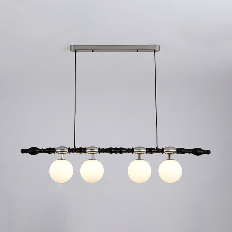 Traditional Vintage Magic Bean Bar Glass Ash Wood Hardware 4-Light Chandeliers Island Light For Dining Room