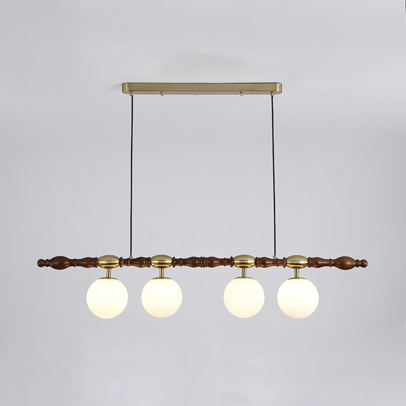 Traditional Vintage Magic Bean Bar Glass Ash Wood Hardware 4-Light Chandeliers Island Light For Dining Room