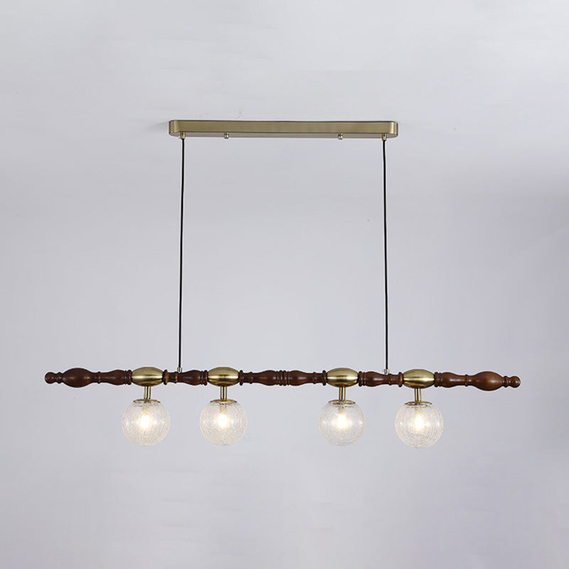 Traditional Vintage Magic Bean Bar Glass Ash Wood Hardware 4-Light Chandeliers Island Light For Dining Room