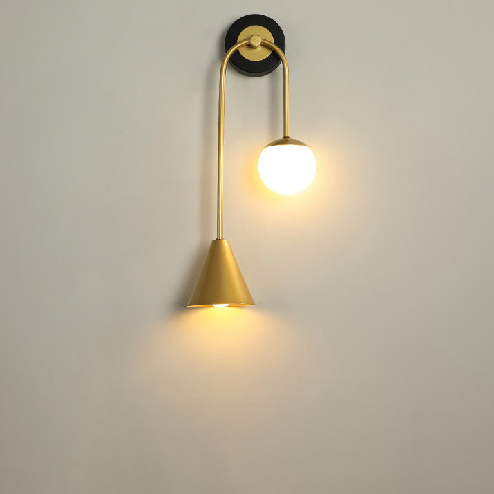 Modern Luxury Cone Ball Round Acrylic Iron LED Wall Sconce Lamp For Living Room