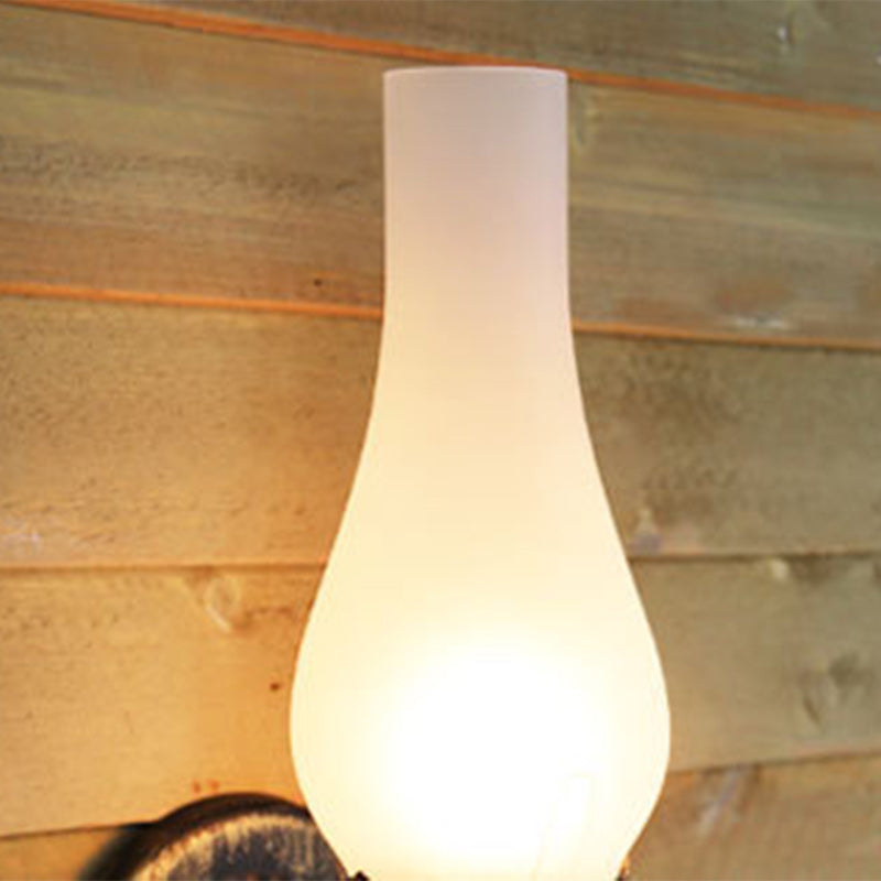 Traditional Vintage Round Ball Cylinder Glass Iron 1-Light Wall Sconce Lamp For Living Room