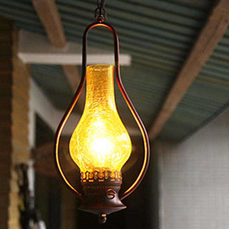 Traditional Vintage Round Ball Cylinder Glass Iron 1-Light Wall Sconce Lamp For Living Room