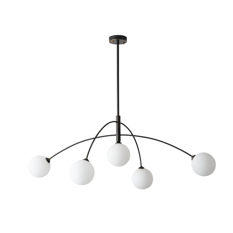 Contemporary Scandinavian Branching Magic Bean Curve Glass Copper 5-Light Chandeliers For Living Room