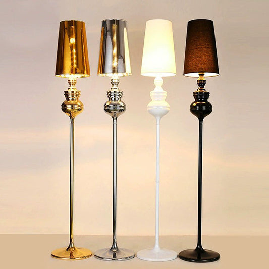 Contemporary Scandinavian Round Gourd Fabric PVC Iron 1-Light Standing Floor Lamp For Bedroom