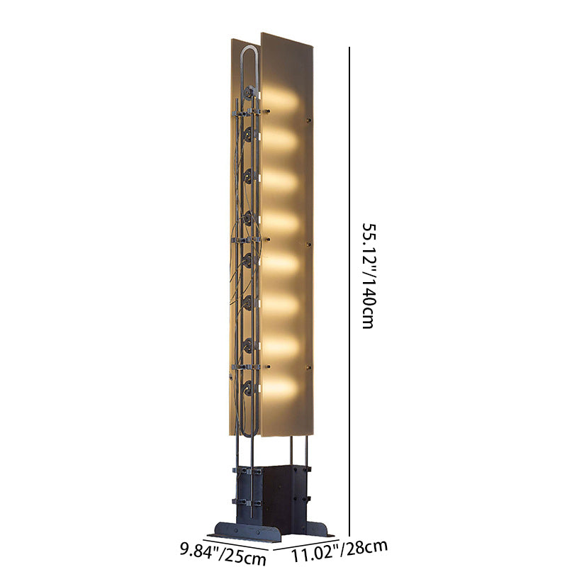 Traditional Vintage Rectangular Glass Stainless Steel LED Standing Floor Lamp For Living Room