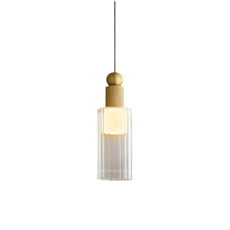 Contemporary Scandinavian Orb Cylinder Acrylic Glass Copper LED Pendant Light For Bedroom
