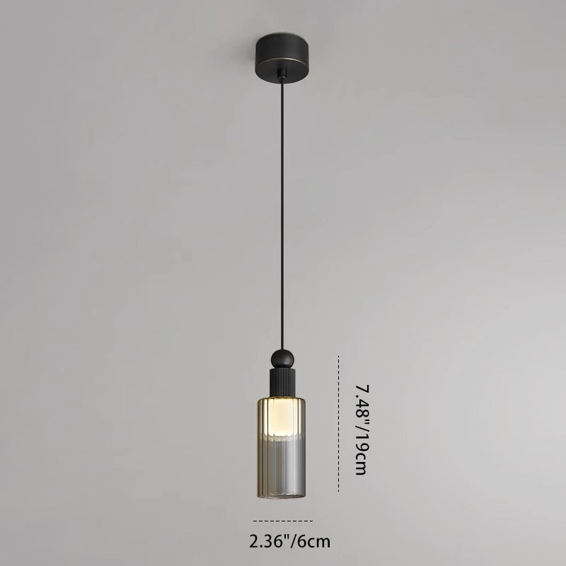 Contemporary Scandinavian Orb Cylinder Acrylic Glass Copper LED Pendant Light For Bedroom