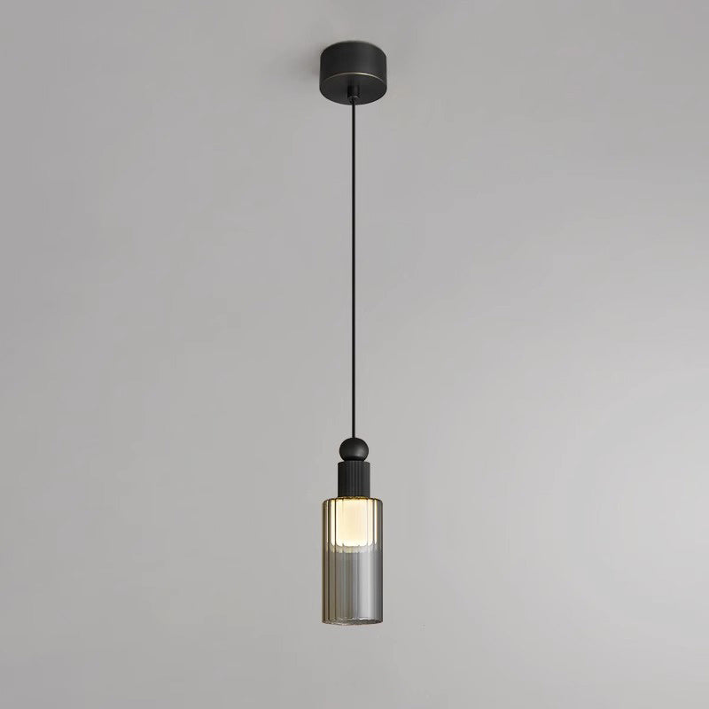 Contemporary Scandinavian Orb Cylinder Acrylic Glass Copper LED Pendant Light For Bedroom