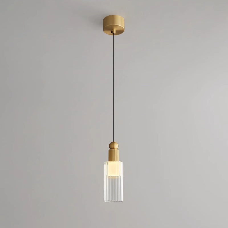 Contemporary Scandinavian Orb Cylinder Acrylic Glass Copper LED Pendant Light For Bedroom