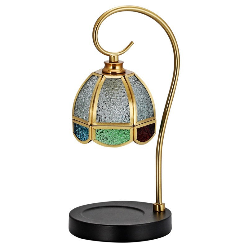 Modern Luxury Liftable Round Glass Stone Brass 1-Light Melting Wax Table Lamp For Living Room