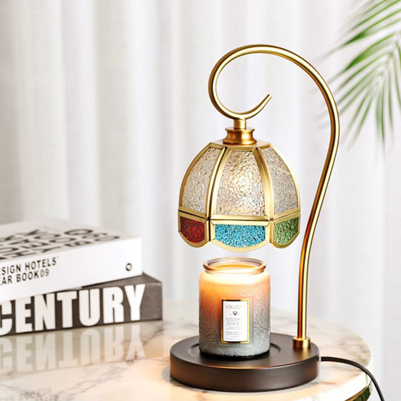 Modern Luxury Liftable Round Glass Stone Brass 1-Light Melting Wax Table Lamp For Living Room