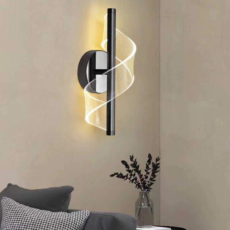 Modern Minimalist Round Line Bend Acrylic Iron LED Wall Sconce Lamp For Bedroom