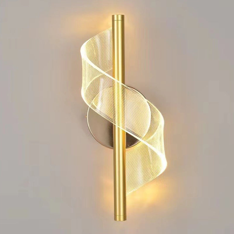 Modern Minimalist Round Line Bend Acrylic Iron LED Wall Sconce Lamp For Bedroom