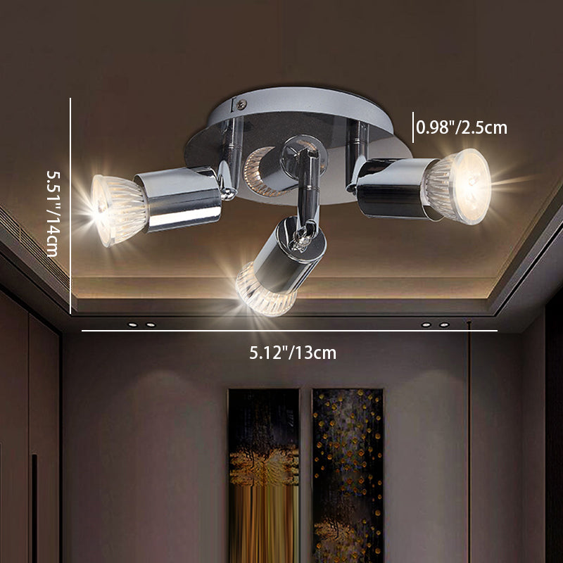 Modern Minimalist Branch Cylinder Round Iron 3-Light Semi-Flush Mount Ceiling Light For Living Room