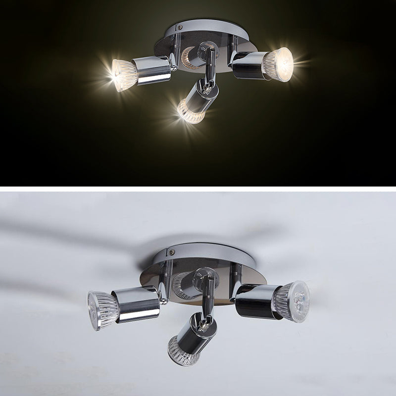 Modern Minimalist Branch Cylinder Round Iron 3-Light Semi-Flush Mount Ceiling Light For Living Room