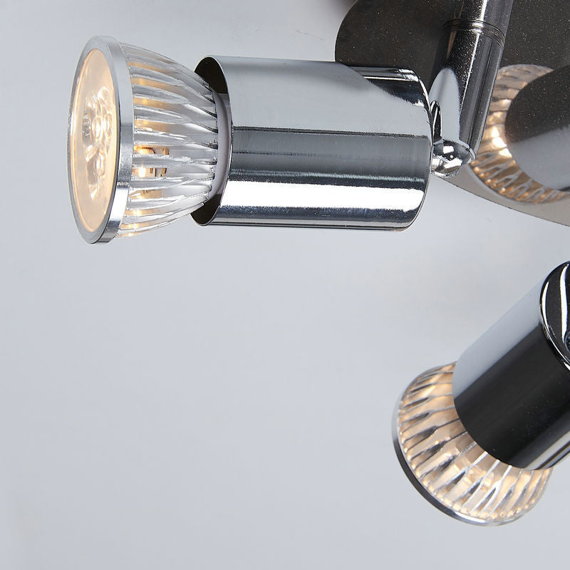 Modern Minimalist Branch Cylinder Round Iron 3-Light Semi-Flush Mount Ceiling Light For Living Room