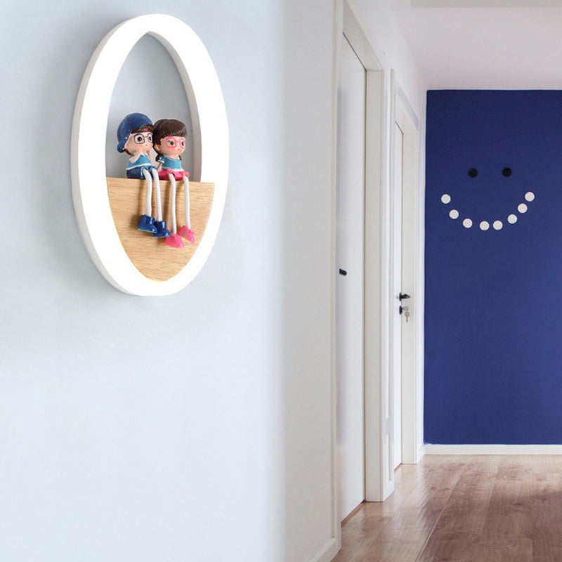 مصباح حائط LED دائري معاصر من الأكريليك من الخشب الصلب لغرفة المعيشة