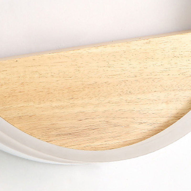 مصباح حائط LED دائري معاصر من الأكريليك من الخشب الصلب لغرفة المعيشة