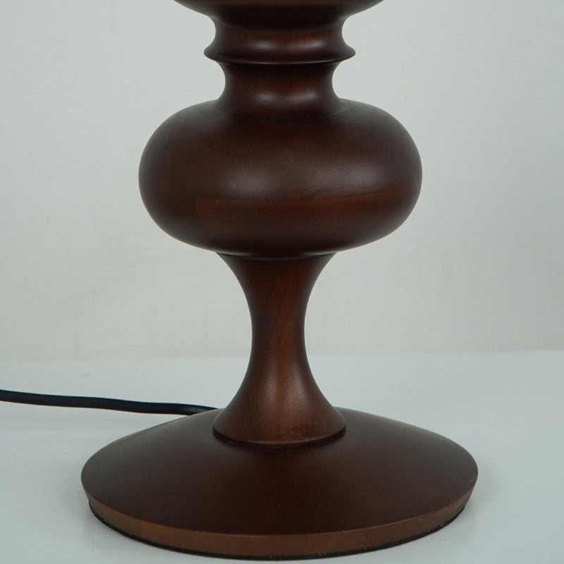 Traditional Vintage Crushed Flower Round Orb Fabric Ceramic 1-Light Table Lamp For Living Room
