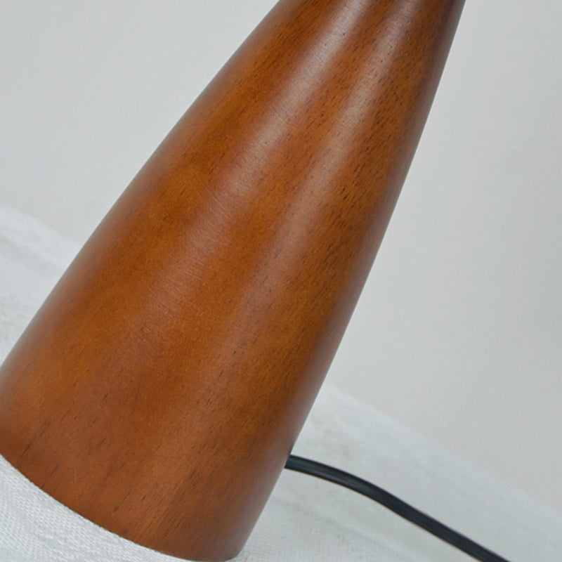 Traditional Vintage Crushed Cone Cylinder Fabric Solid Wood 1-Light Table Lamp For Bedroom