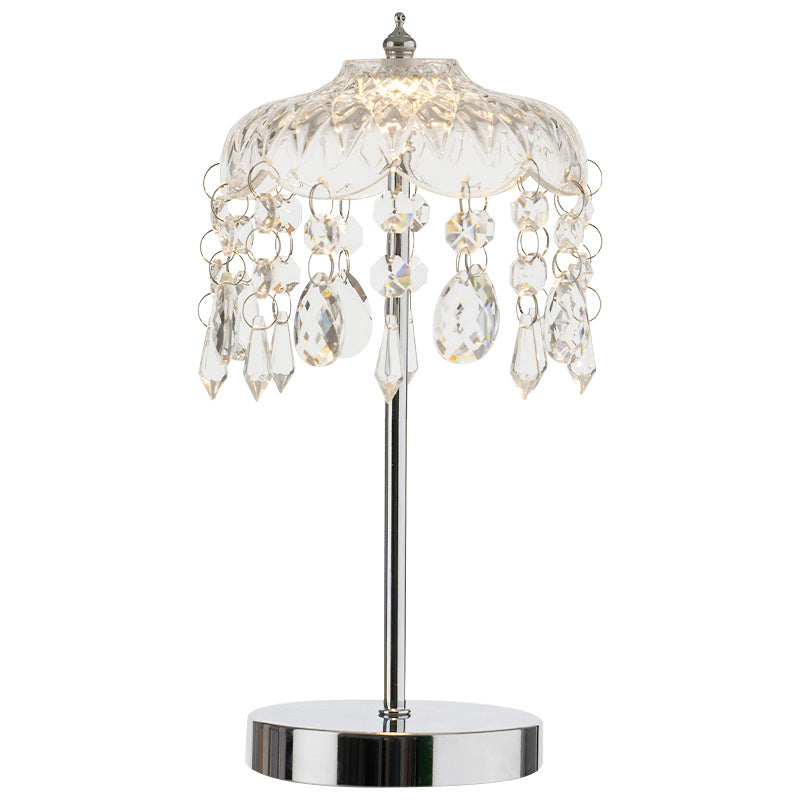 Modern Luxury Pendant Branch Round Crystal Iron 1-Light Table Lamp For Bedroom