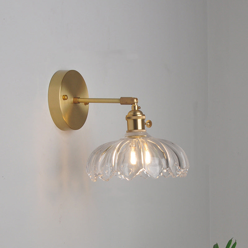 現代的なスカンジナビアの麦わら帽子グリーンフラワーラウンドガラスアイアン1ライト壁取り付け用燭台ランプリビングルーム用