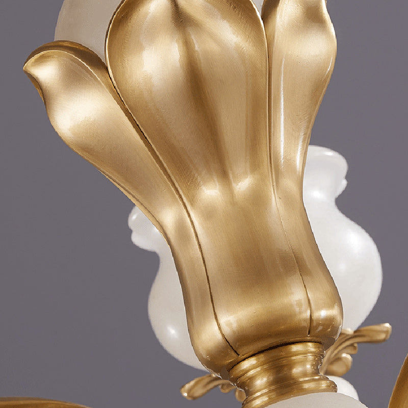 Modern Luxury Floral Round Branch Marble Brass 6/8/10 Light Chandeliers For Living Room