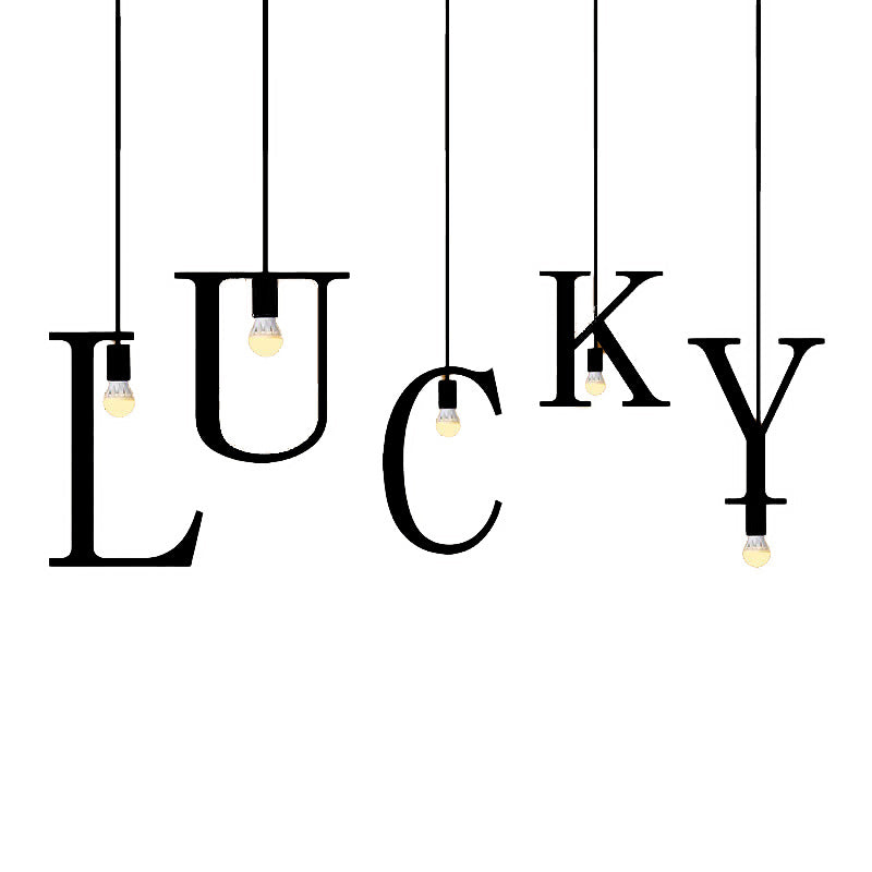 Modern Minimalist Alphabet Glass Iron 1-Light Pendant Light For Living Room