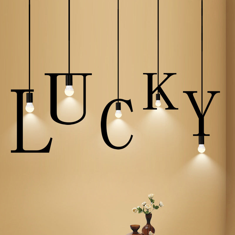 Modern Minimalist Alphabet Glass Iron 1-Light Pendant Light For Living Room