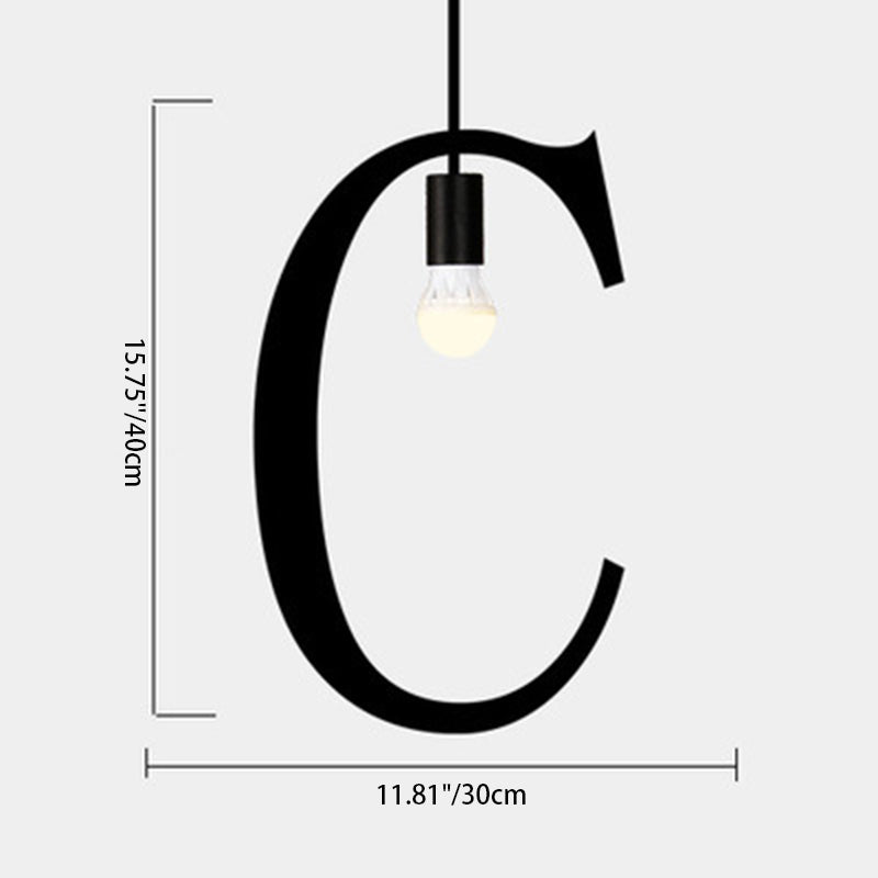 Modern Minimalist Alphabet Glass Iron 1-Light Pendant Light For Living Room