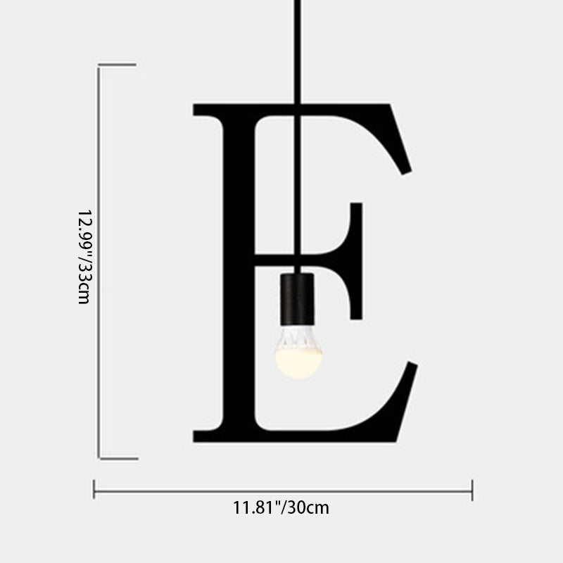 Modern Minimalist Alphabet Glass Iron 1-Light Pendant Light For Living Room