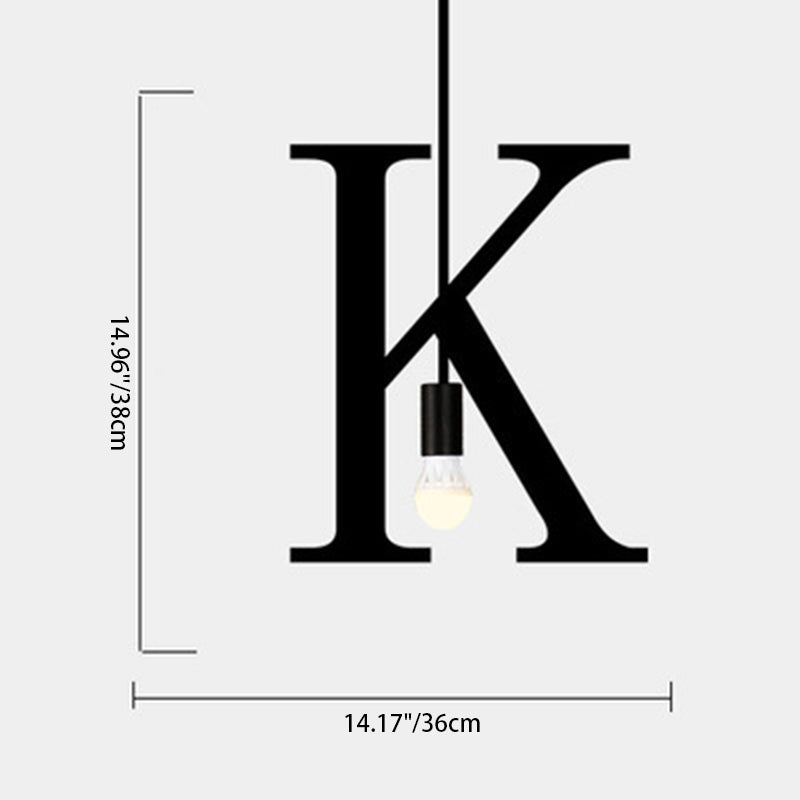 Modern Minimalist Alphabet Glass Iron 1-Light Pendant Light For Living Room