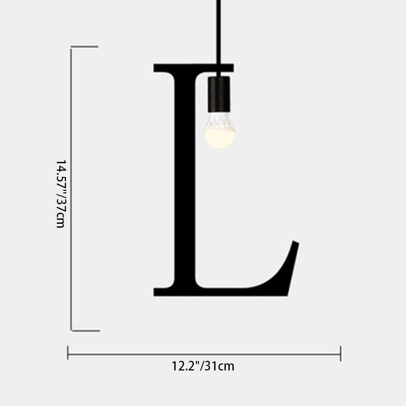 Modern Minimalist Alphabet Glass Iron 1-Light Pendant Light For Living Room