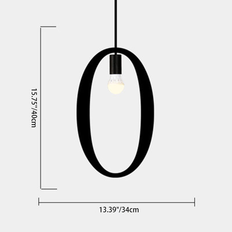 Modern Minimalist Alphabet Glass Iron 1-Light Pendant Light For Living Room
