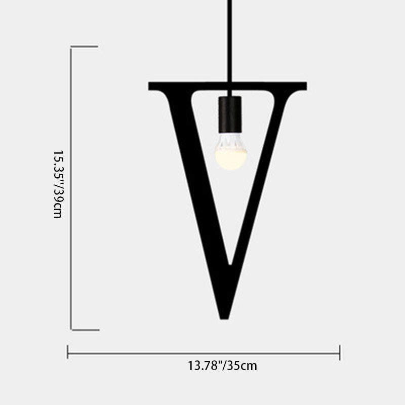 Modern Minimalist Alphabet Glass Iron 1-Light Pendant Light For Living Room