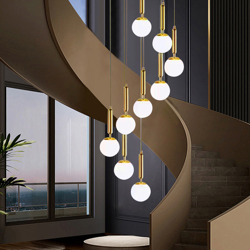 Modern Luxury Magic Bean Round Glass Iron 9-Light Chandeliers For Living Room