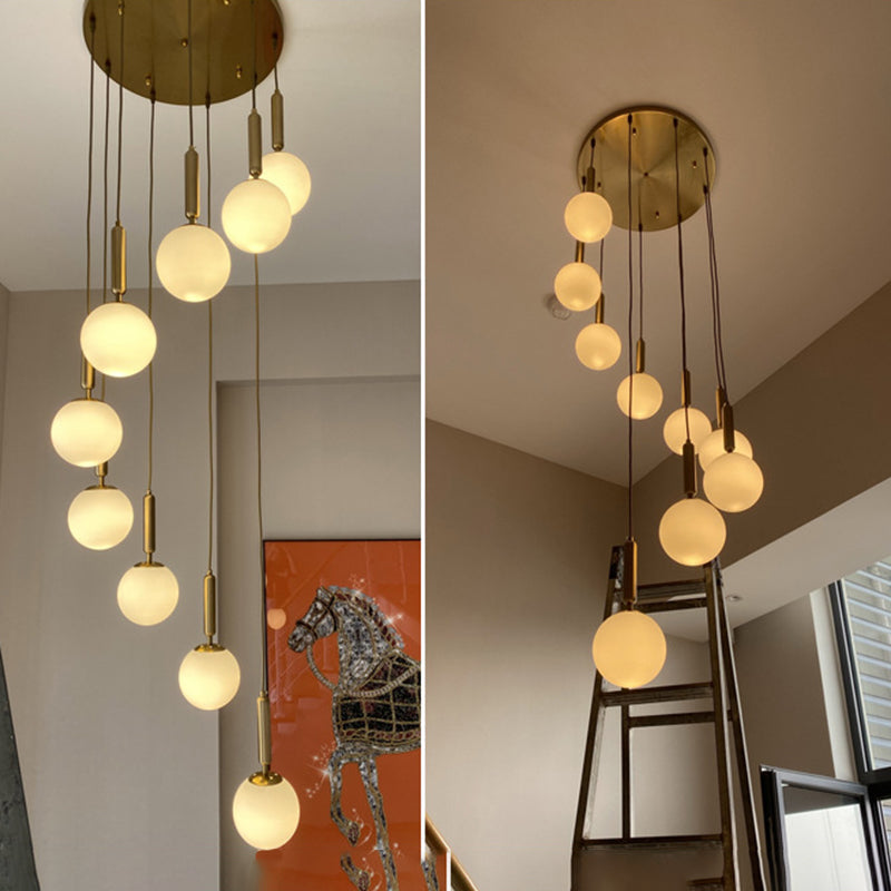Modern Luxury Magic Bean Round Glass Iron 9-Light Chandeliers For Living Room