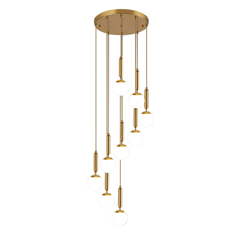 Modern Luxury Magic Bean Round Glass Iron 9-Light Chandeliers For Living Room