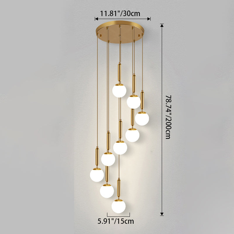 Modern Luxury Magic Bean Round Glass Iron 9-Light Chandeliers For Living Room