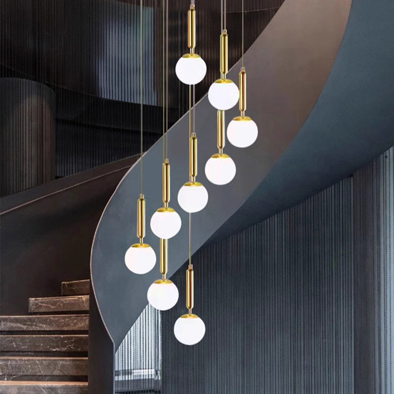 Modern Luxury Magic Bean Round Glass Iron 9-Light Chandeliers For Living Room