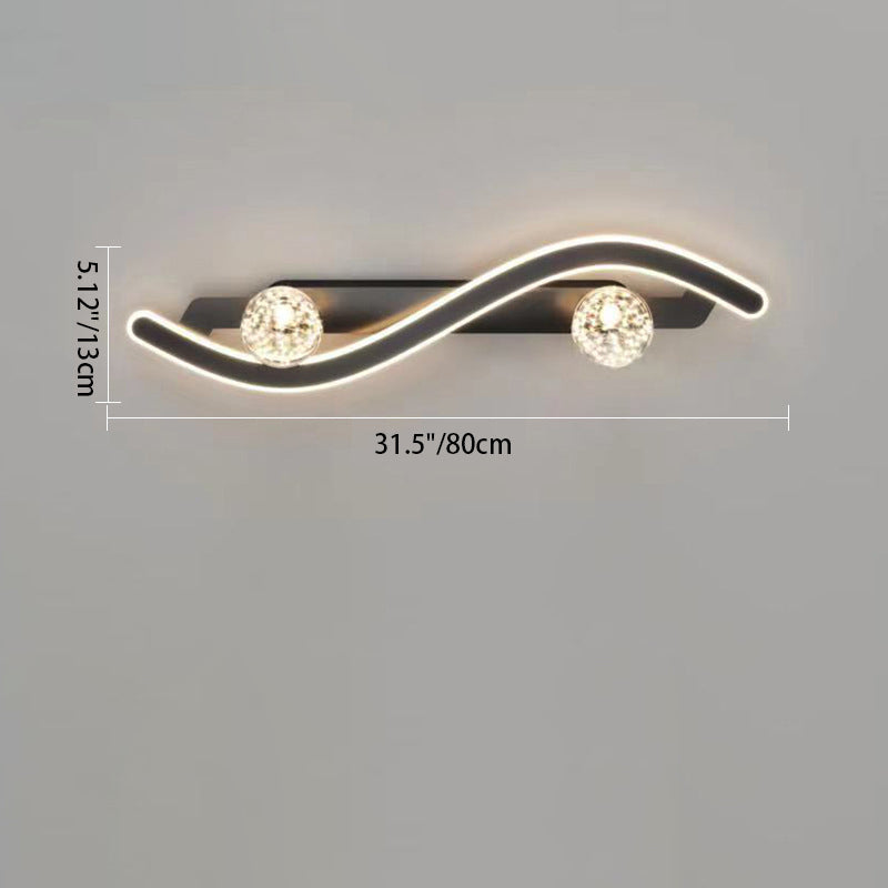 Modern Minimalist Round Long Curved PC Glass Iron LED Wall Sconce Lamp For Living Room