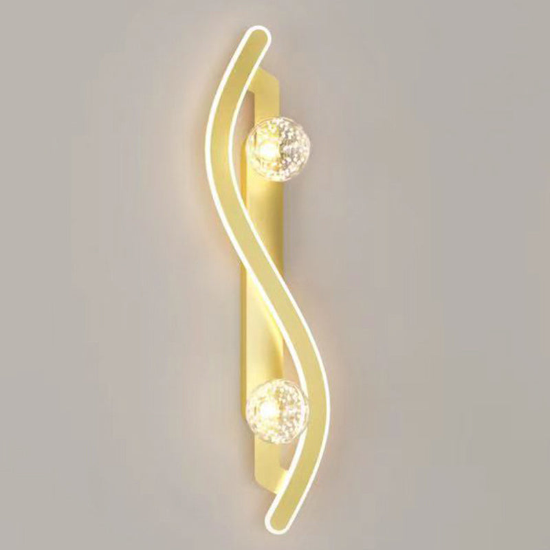Modern Minimalist Round Long Curved PC Glass Iron LED Wall Sconce Lamp For Living Room